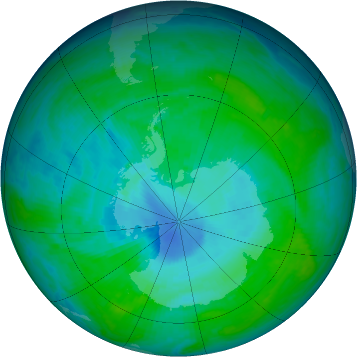 Antarctic ozone map for 24 December 1997